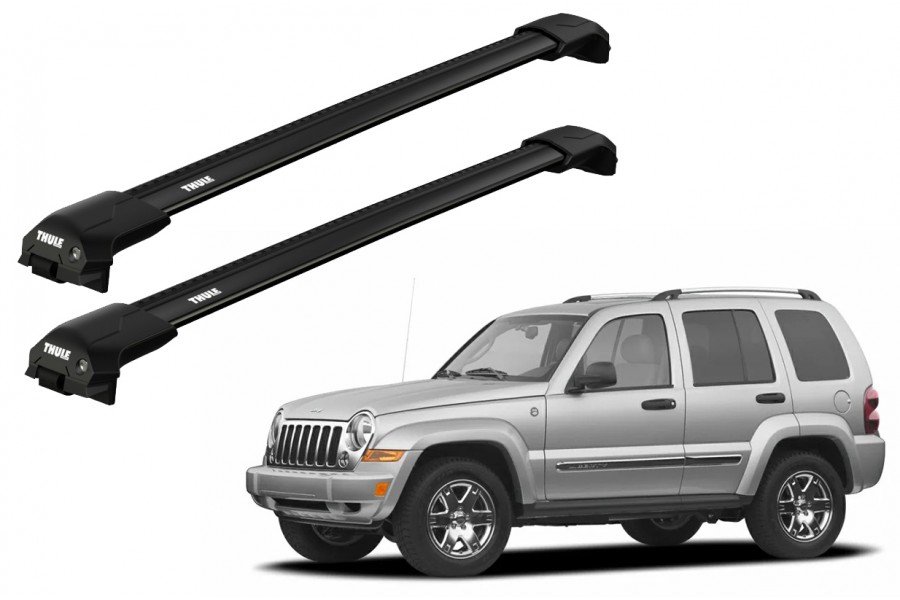 Barras THULE EDGE Flush para autos JEEP Cherokee 2002 a 2007 negro