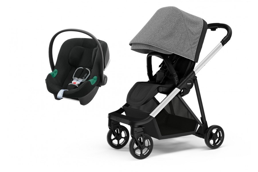Coche Thule Shine Grey Melange + Silla Auto Cybex Nido Aton B2 I-Size