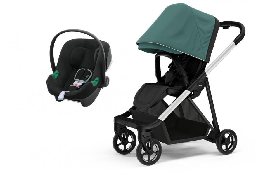 Coche Thule Shine Mallard Green + Silla Auto Cybex Nido Aton B2 I-Size