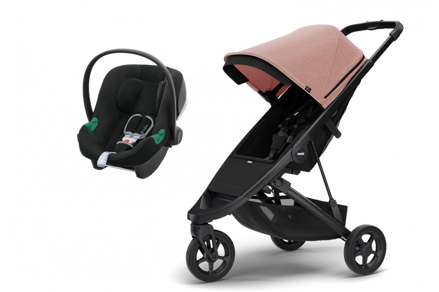 Coche Thule Spring Black Misty + Silla Auto Cybex Nido Aton B2 I-Size