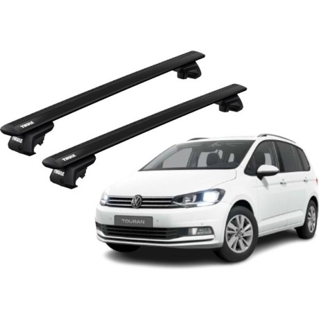 Barras THULE EVO WingBar para autos VOLKSWAGEN Touran II (5T) desde 2015 negro