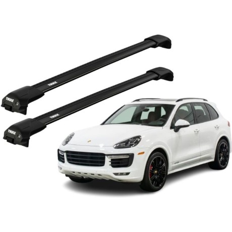 Barras THULE EDGE Flush para autos PORSCHE Cayenne 2010 a 2017 negro