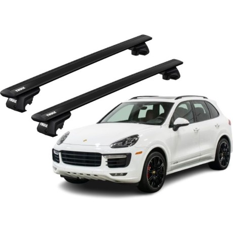 Barras THULE EVO WingBar para autos PORSCHE Cayenne 2010 a 2017 negro