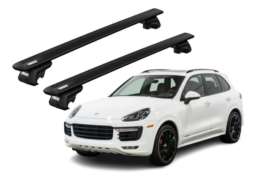 Barras THULE EVO WingBar para autos PORSCHE Cayenne 2010 a 2017 negro