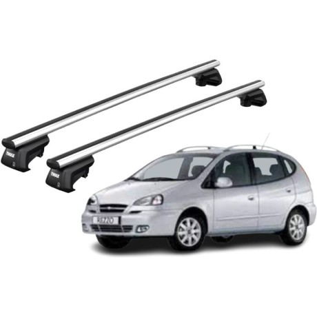 Barras THULE EVO AeroBar para autos CHEVROLET Rezzo 2000 a 2004 negro