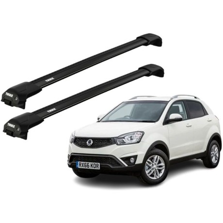 Barras THULE EDGE Flush para autos SSANGYONG Korando 2011 a 2019 negro