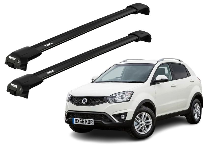 Barras THULE EDGE Flush para autos SSANGYONG Korando 2011 a 2019 negro