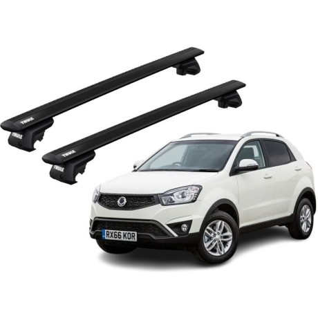 Barras THULE EVO WingBar para autos SSANGYONG Korando 2011 a 2019 negro