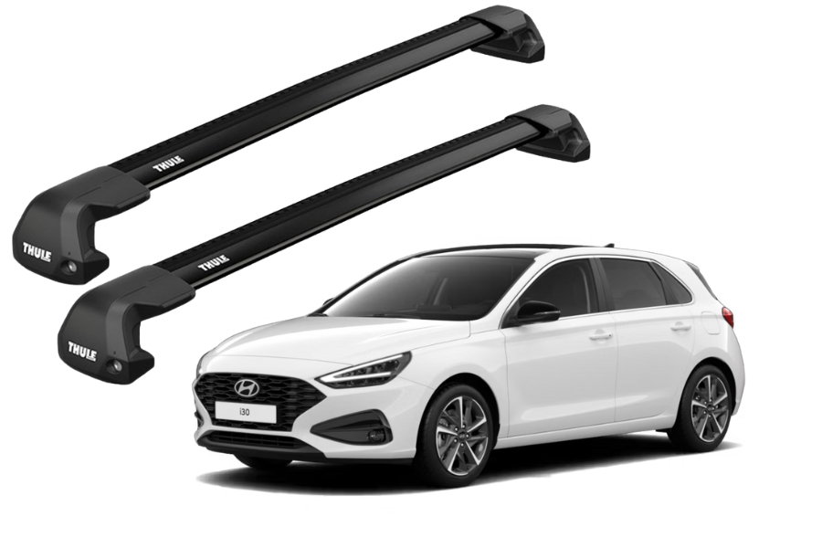 Barras THULE EDGE Flush para autos HYUNDAI i30 desde 2017 - 2020 negro