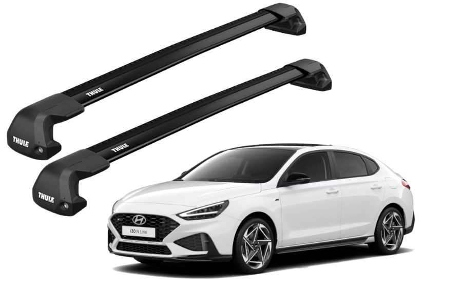 Barras THULE EDGE Flush para autos HYUNDAI i30 Fastback desde 2018 - 2020 negro