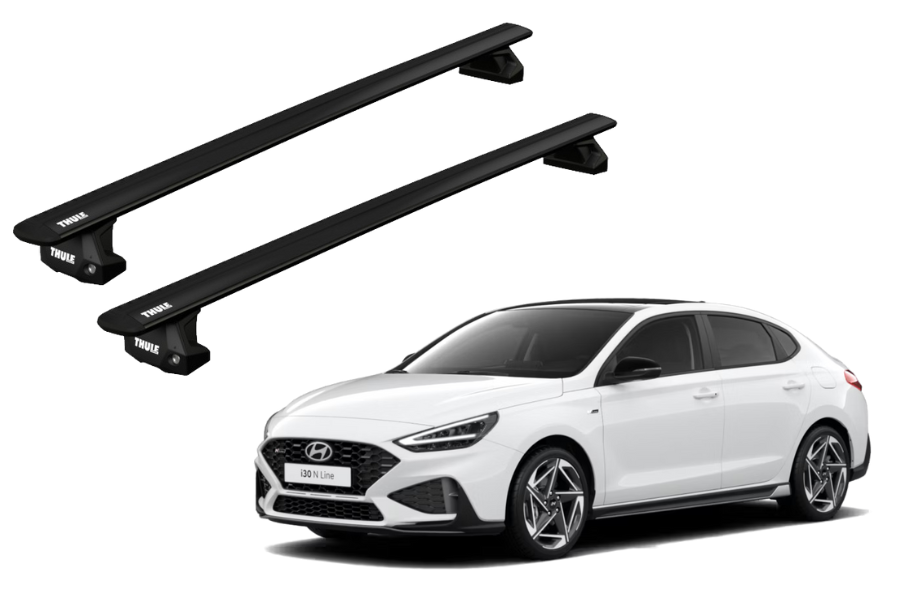 Barras THULE EVO WingBar para autos HYUNDAI i30 Fastback desde 2018 - 2020 negro