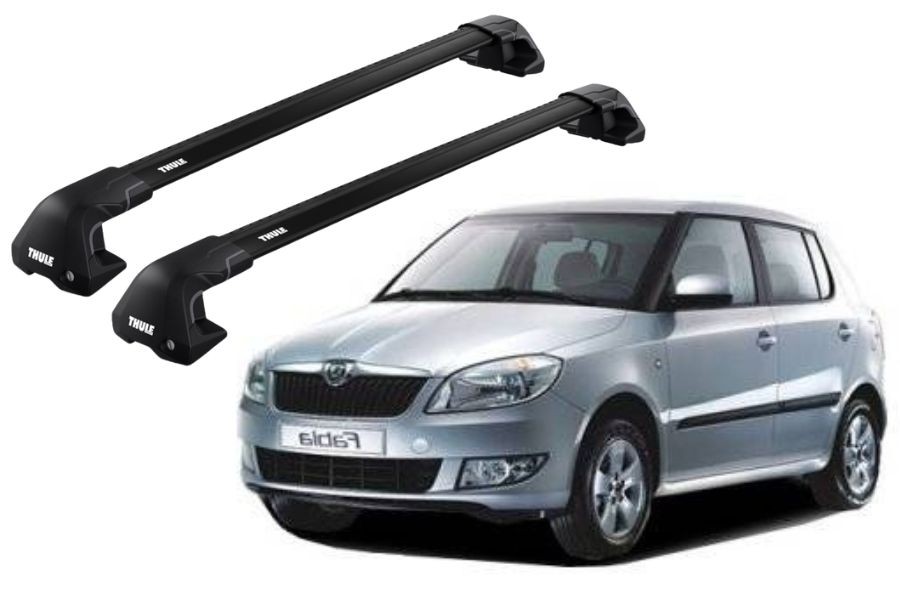 Barras THULE EDGE Flush para autos SKODA Fabia 2007 a 2014 negro