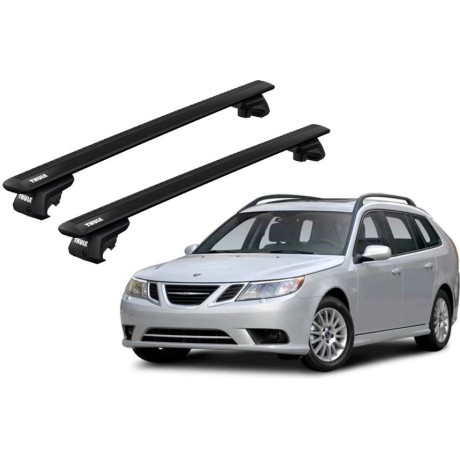 Barras THULE EVO WingBar para autos SAAB 9-3 SportCombi 2005 a 2012 negro