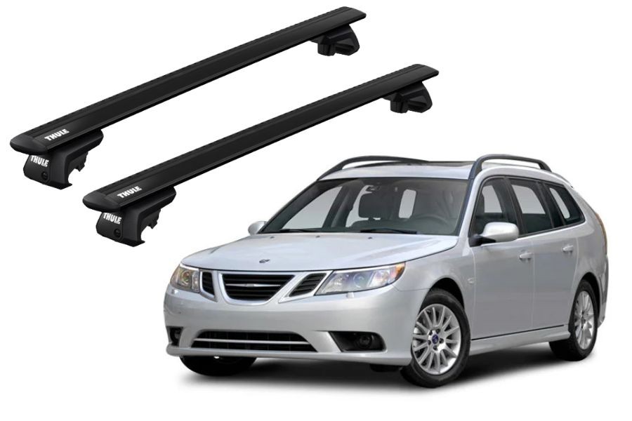 Barras THULE EVO WingBar para autos SAAB 9-3 SportCombi 2005 a 2012 negro