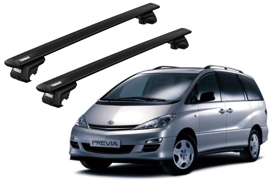 Barras THULE EVO WingBar para autos TOYOTA Previa 2000 a 2002 negro