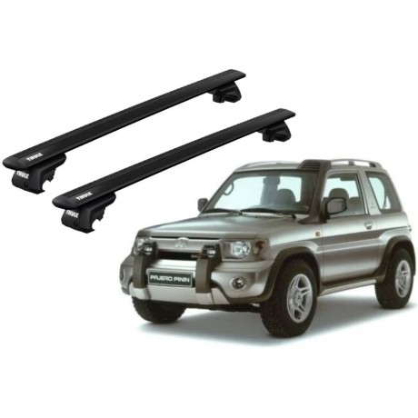 Barras THULE EVO WingBar para autos MITSUBISHI Montero Pinin 2000 a 2006 negro