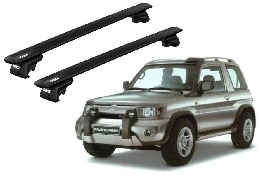Barras THULE EVO WingBar para autos MITSUBISHI Montero Pinin 2000 a 2006 negro