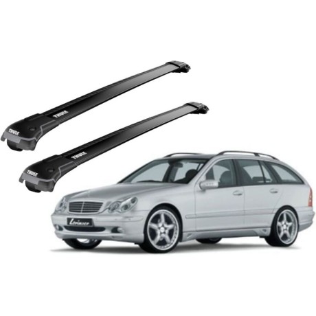 Barras THULE EDGE para autos MERCEDES BENZ C-Class (W203) 2000 a 2003 negro