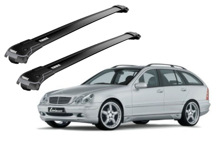 Barras THULE EDGE para autos MERCEDES BENZ C-Class (W203) 2000 a 2003 negro