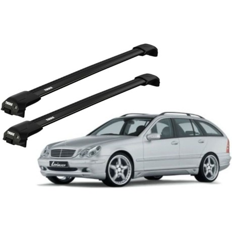 Barras THULE EDGE Flush para autos MERCEDES BENZ C-Class (W203) 2000 a 2003 negro