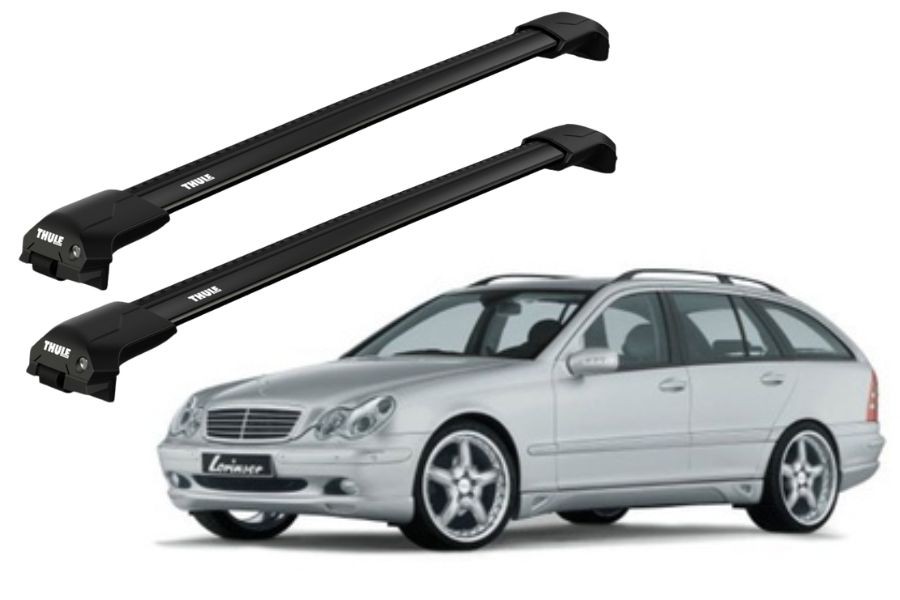 Barras THULE EDGE Flush para autos MERCEDES BENZ C-Class (W203) 2000 a 2003 negro