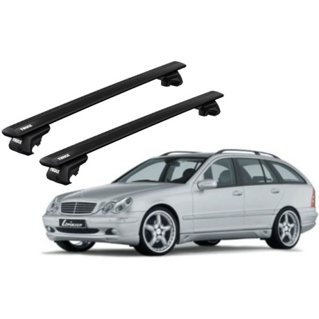 Barras THULE EVO WingBar para autos MERCEDES BENZ C-Class (W203) 2000 a 2003 negro