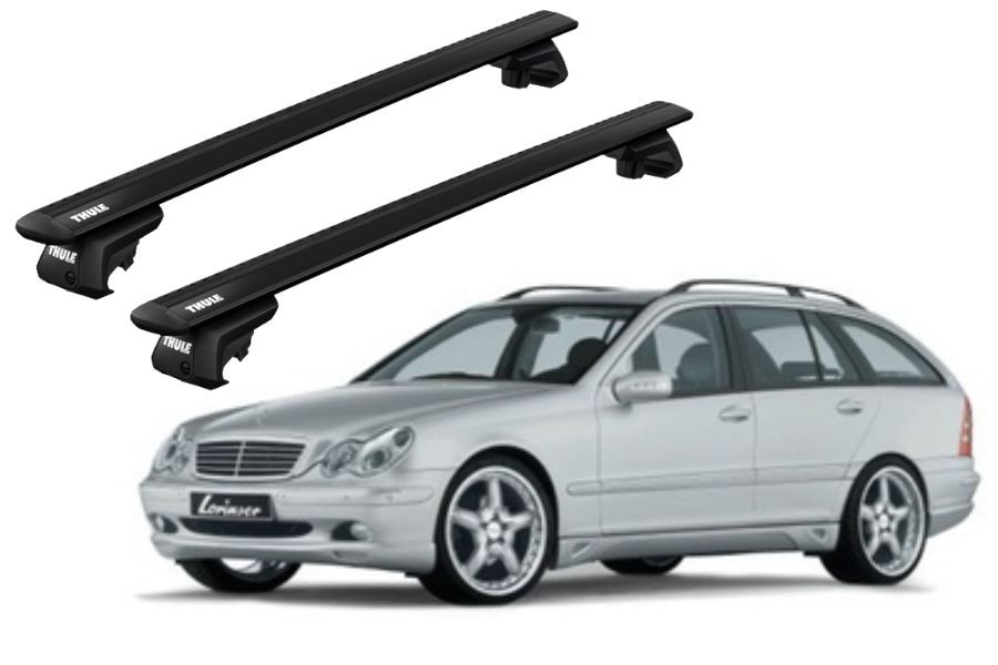 Barras THULE EVO WingBar para autos MERCEDES BENZ C-Class (W203) 2000 a 2003 negro