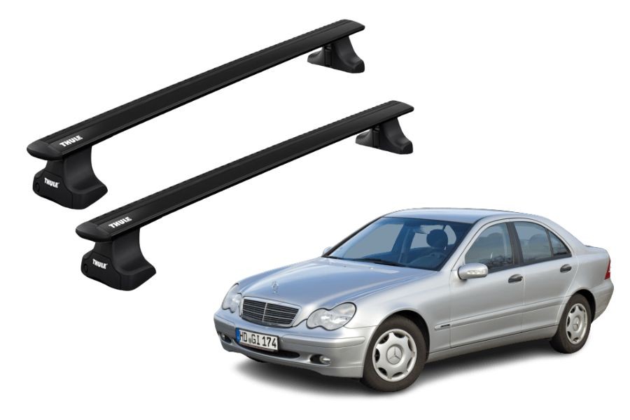 Barras THULE WingBar para autos MERCEDES BENZ C-Class (W203) 2004 a 2006 negro