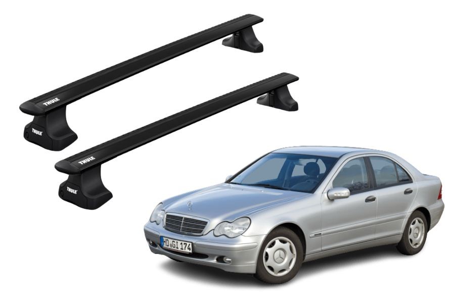Barras THULE WingBar para autos MERCEDES BENZ C-Class (W203) 2000 a 2003 negro