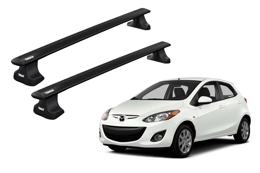 Barras THULE WingBar para autos MAZDA 2 2002 a 2007 negro