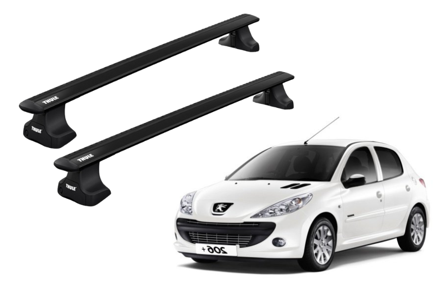 Barras THULE WingBar para autos PEUGEOT 206+ 2009 a 2012 negro
