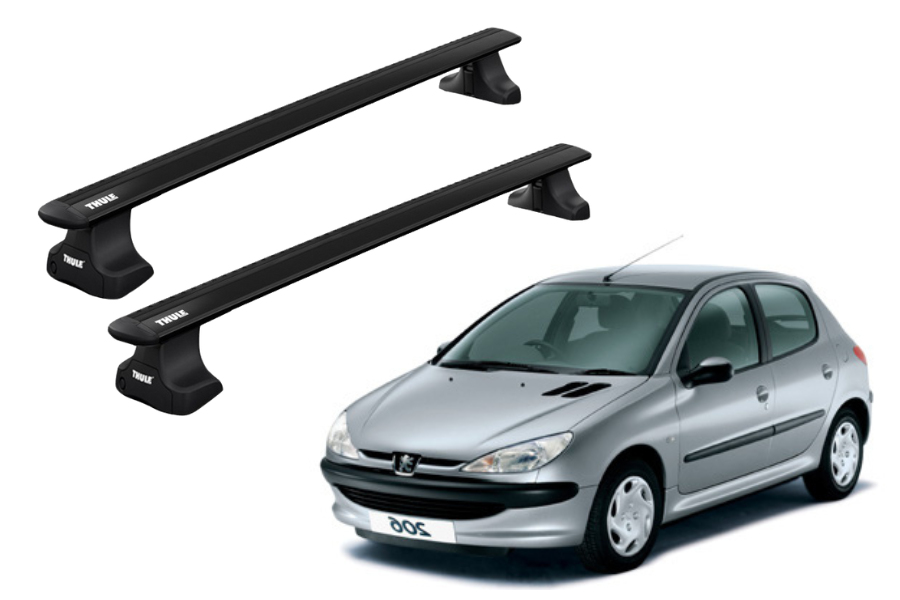 Barras THULE WingBar para autos PEUGEOT 206 1998 a 2008 negro