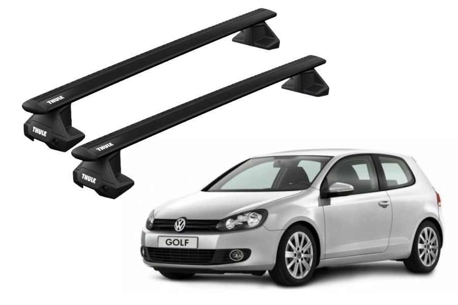Barras THULE EVO WingBar para autos VOLKSWAGEN Golf 2008 a 2012 negro