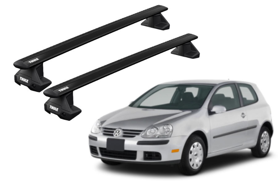 Barras THULE EVO WingBar para autos VOLKSWAGEN Golf 2004 a 2007 negro