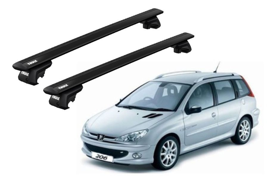 Barras THULE EVO WingBar para autos PEUGEOT 206 SW 2002 a 2008 negro