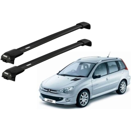 Barras THULE EDGE Flush para autos PEUGEOT 206 SW 2002 a 2008 negro