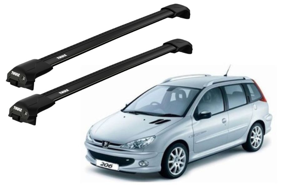 Barras THULE EDGE Flush para autos PEUGEOT 206 SW 2002 a 2008 negro