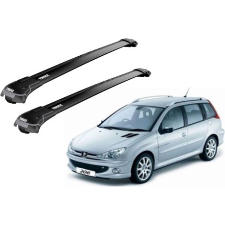 Barras THULE EDGE para autos PEUGEOT 206 SW 2002 a 2008 negro