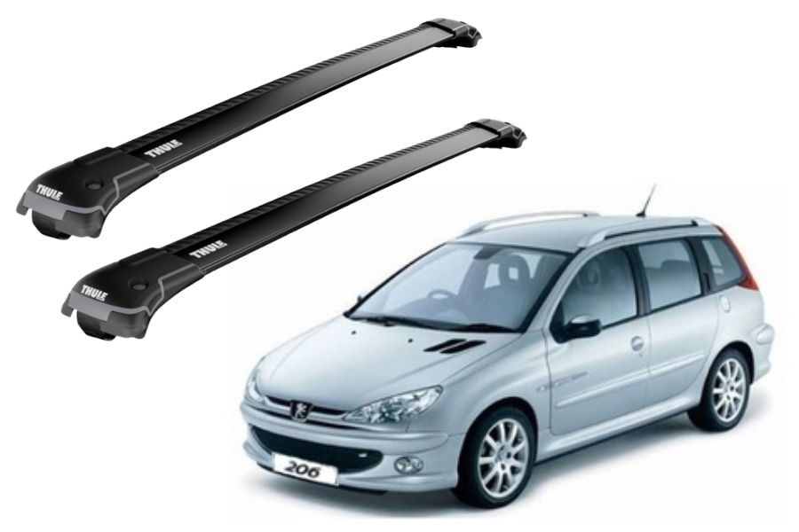 Barras THULE EDGE para autos PEUGEOT 206 SW 2002 a 2008 negro