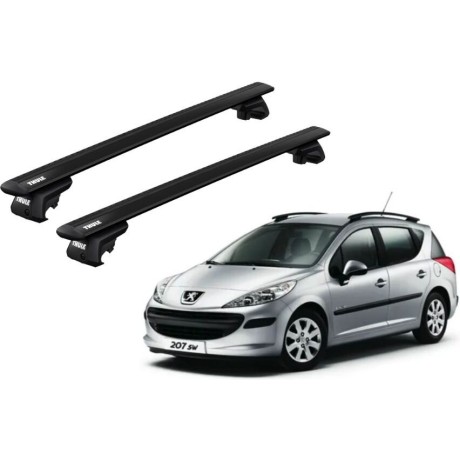 Barras THULE EVO WingBar para autos PEUGEOT 207 SW 2006 a 2012 negro