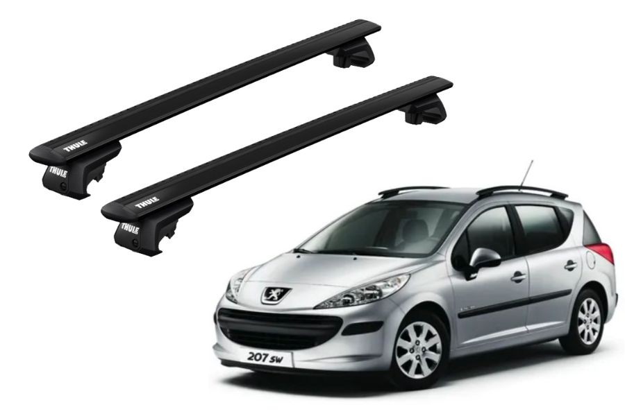 Barras THULE EVO WingBar para autos PEUGEOT 207 SW 2006 a 2012 negro