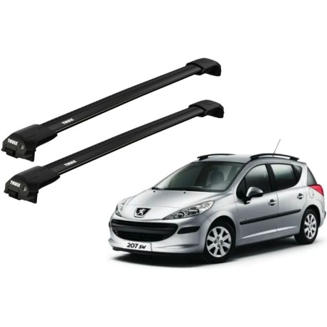 Barras THULE EDGE Flush para autos PEUGEOT 207 SW 2006 a 2012 negro