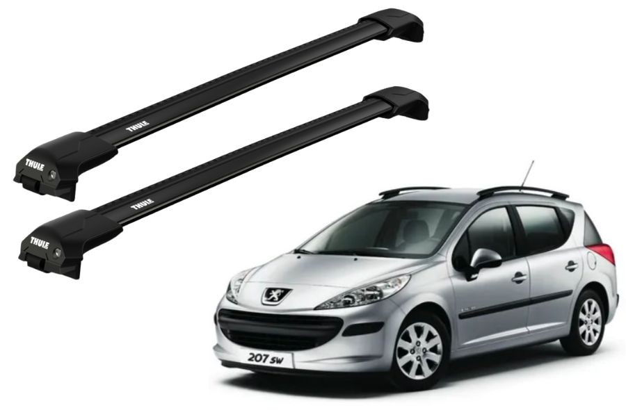 Barras THULE EDGE Flush para autos PEUGEOT 207 SW 2006 a 2012 negro
