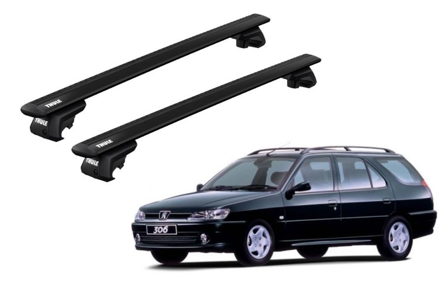 Barras THULE EVO WingBar para autos PEUGEOT 306 1997 a 2001 negro