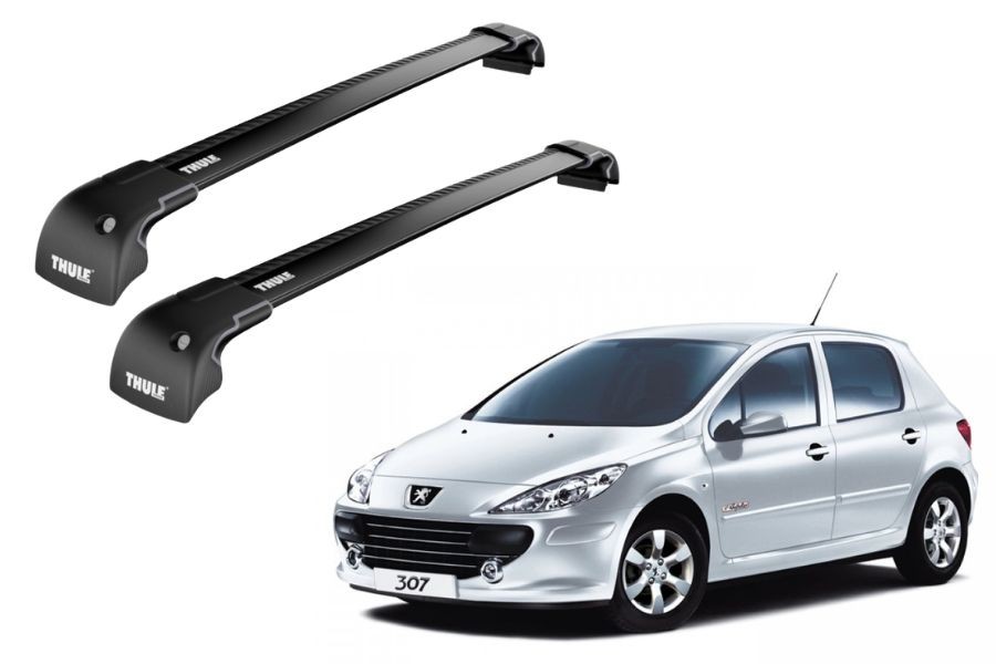 Barras THULE EDGE para autos PEUGEOT 307 2001 a 2004 negro