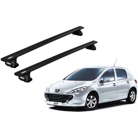 Barras THULE EVO WingBar para autos PEUGEOT 307 2001 a 2008 negro