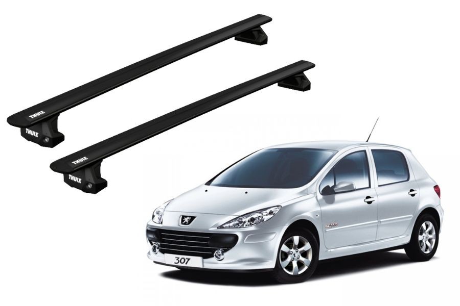 Barras THULE EVO WingBar para autos PEUGEOT 307 2001 a 2008 negro