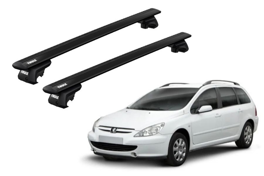 Barras THULE EVO WingBar para autos PEUGEOT 307 SW 2002 a 2004 negro