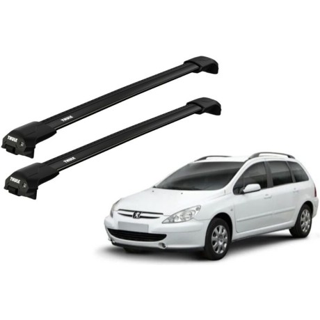 Barras THULE EDGE Flush para autos PEUGEOT 307 SW 2002 a 2004 negro