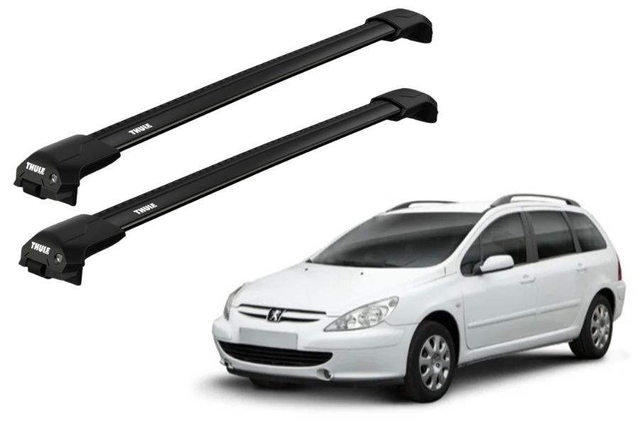 Barras THULE EDGE Flush para autos PEUGEOT 307 SW 2002 a 2004 negro